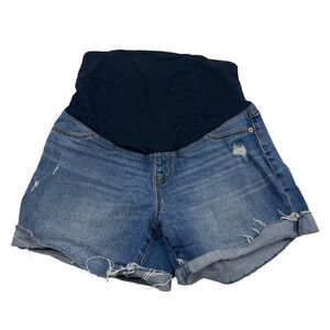 Ingrid & Isabel Maternity Boyfriend Shorts Denim Blue Jean Sz 6 Stretch Cut-off
